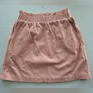 Coquette Soft Girl Pink Corduroy Mini Skirt | Paperbag Waist | Medium